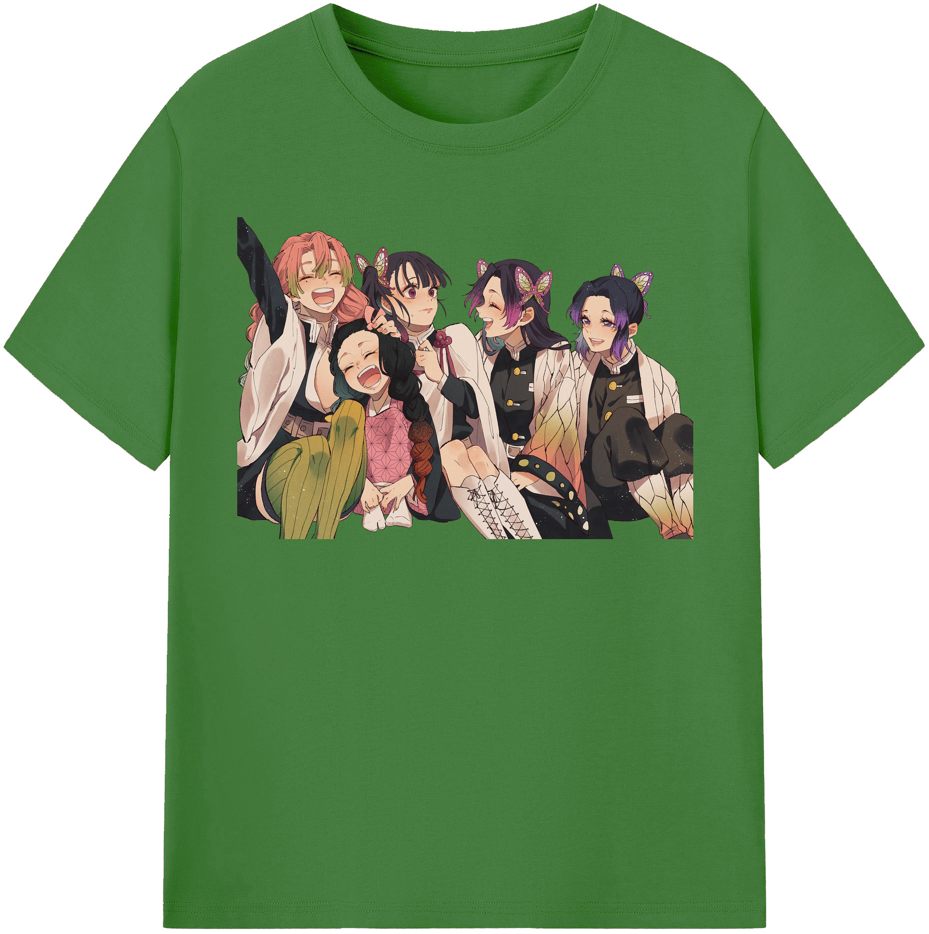 （画像用） 鬼滅の刃（きめつのやいば）蟲柱-胡蝶 しのぶ／こちょう しのぶ Kochou Shinobu レディースカジュアルプリントTシャツ（綿100％）